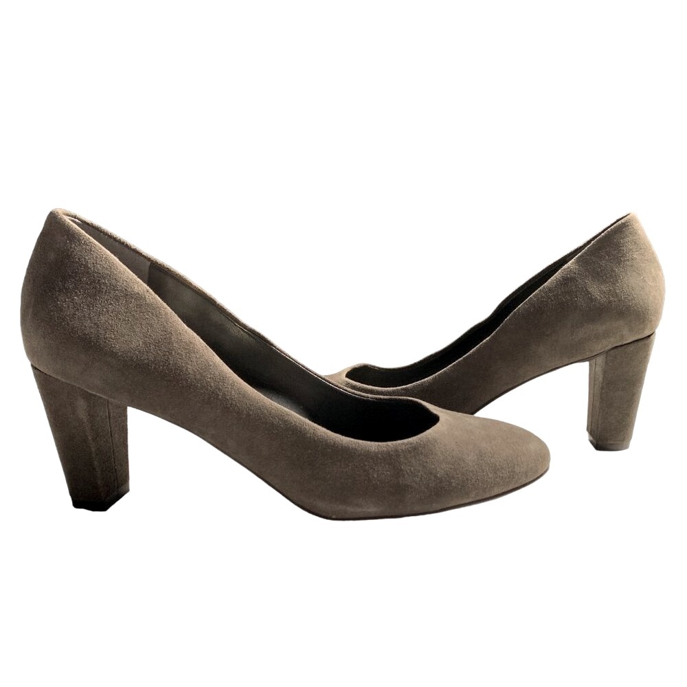 RALPH LAUREN Grey Suede Block Heel